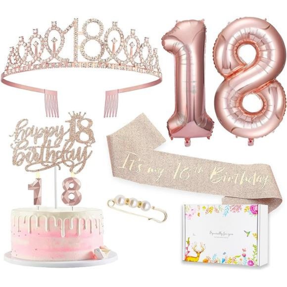 8pcs 18th birthday decorations Girls Including 18th Happy Birthday Cake Toppers - Picture 1 of 6
